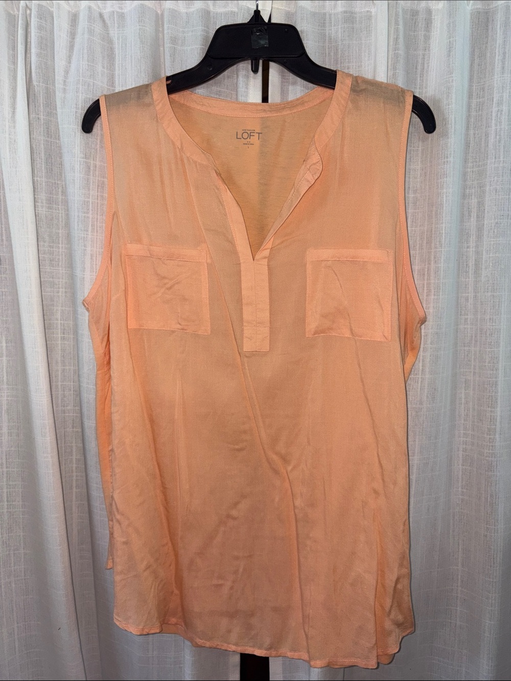 LOFT Peach Sleeveless V-Neck Pocket Tunic